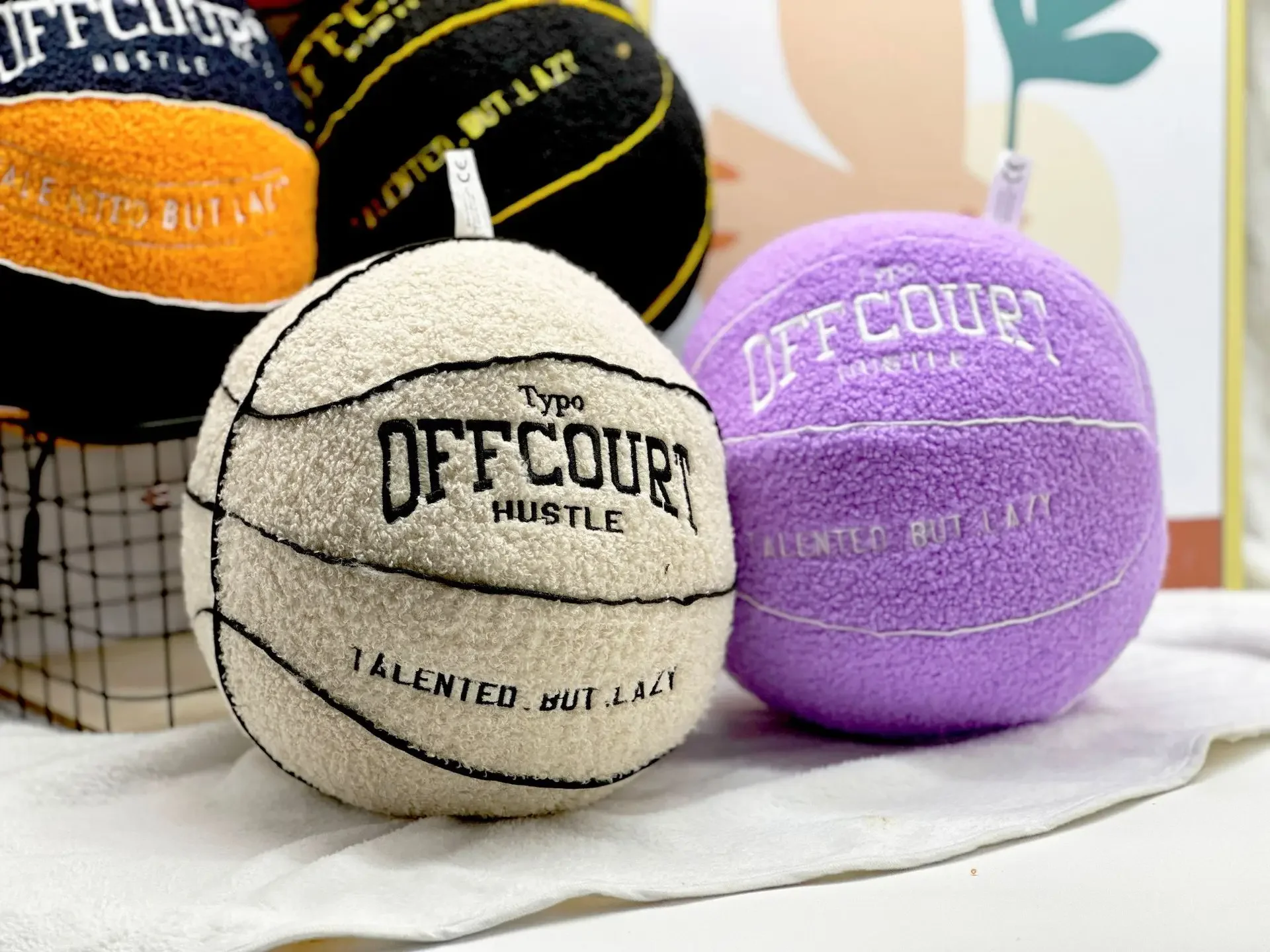 New Offcourt Basketball Pillow, Creative Plush Doll Toy Cushion， Basketball Plush Toy Children Birthday Gift