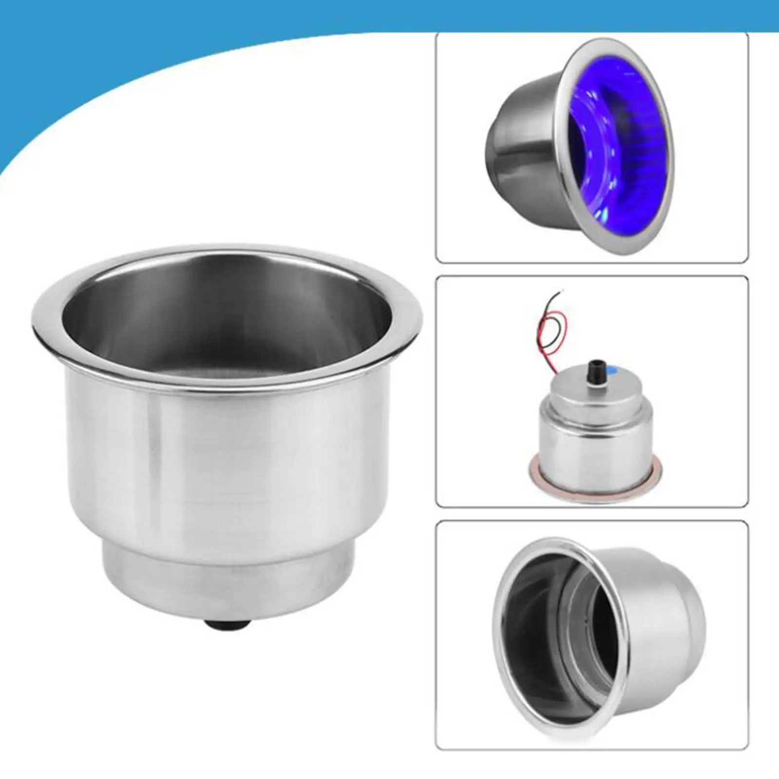 

1 Piece Stainless Steel Cup Bottle Cup Drink Holder LED Drink Holder DC12V Light Truck Yacht Boat Marine