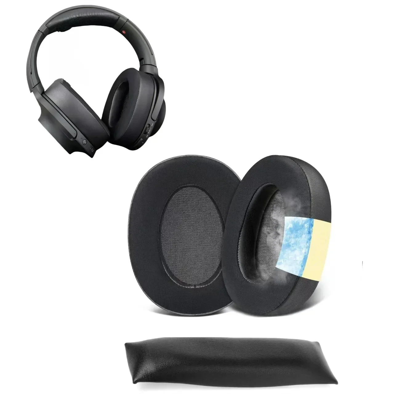 

1pair Ice gel Ear Pad For For Sony MDR-100ABN WH-H900N Headset Gamer Replacement Memory Foam Earpads Foam Ear Pads Cover ，