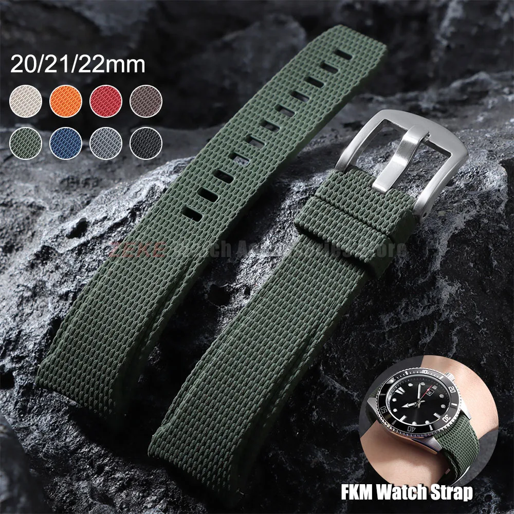 Gebogenes FKM-Gummi-Uhrenarmband mit Schnellverschluss für Omega, Rolex, Seiko, Longines, Tissot Armband 20mm 21/22mm – Detail 2
