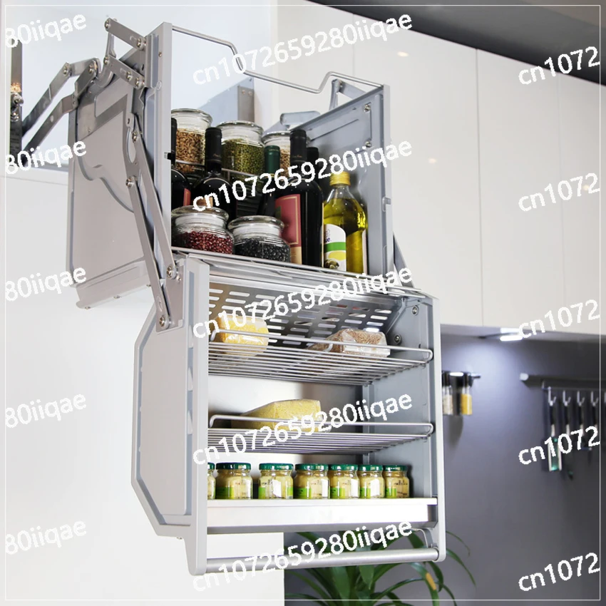 Layer Hanging Cabinet Pull-down Elevator Kitchen Storage Rack Refrigerator Top Cabinet Double Body Lifting Pull Basket Double