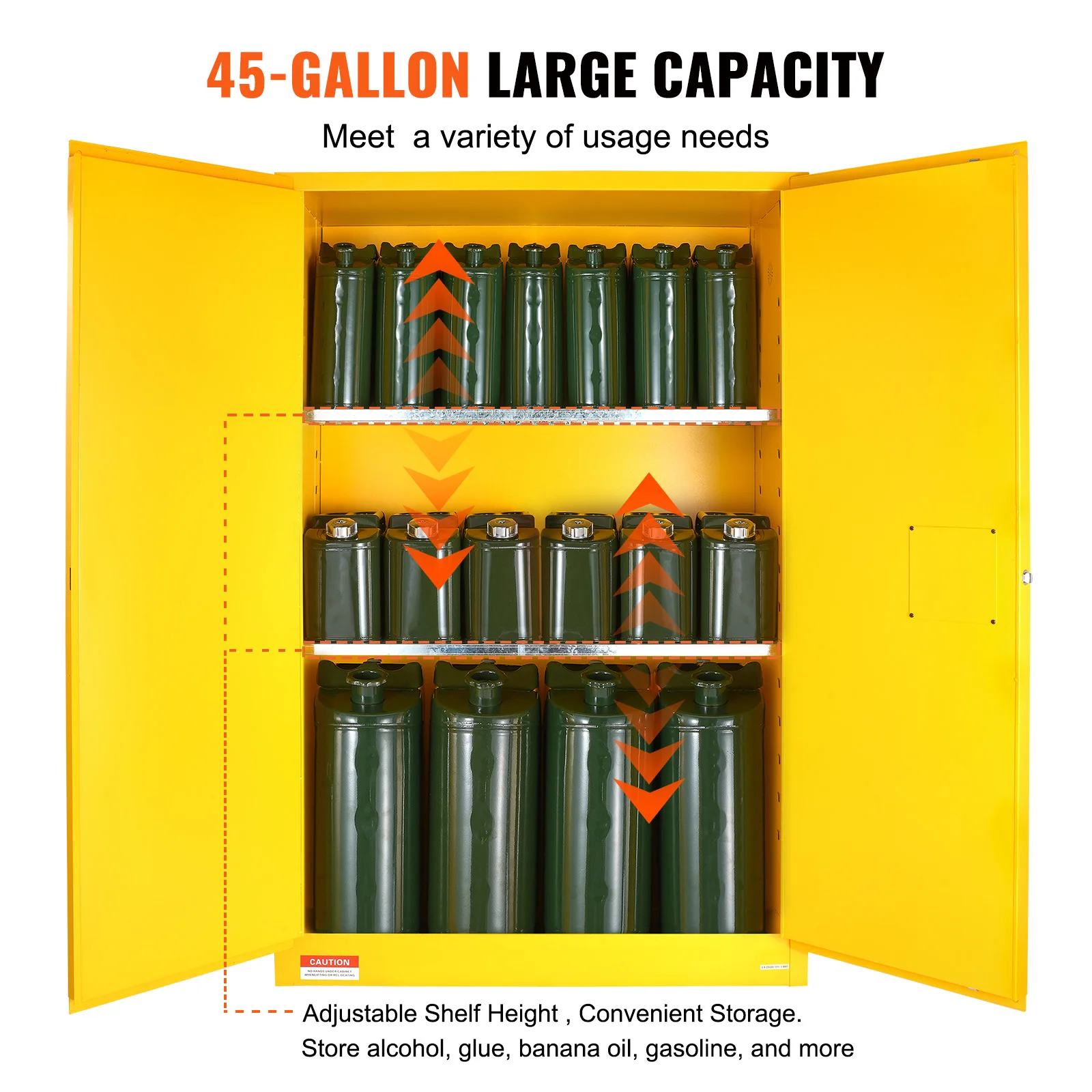 VEVOR Flammable Safety Cabinet 45/50 Gal Cold-Rolled Steel Flammable Liquid Storage Cabinet Explosion Proof w/ Adjustable Shelf