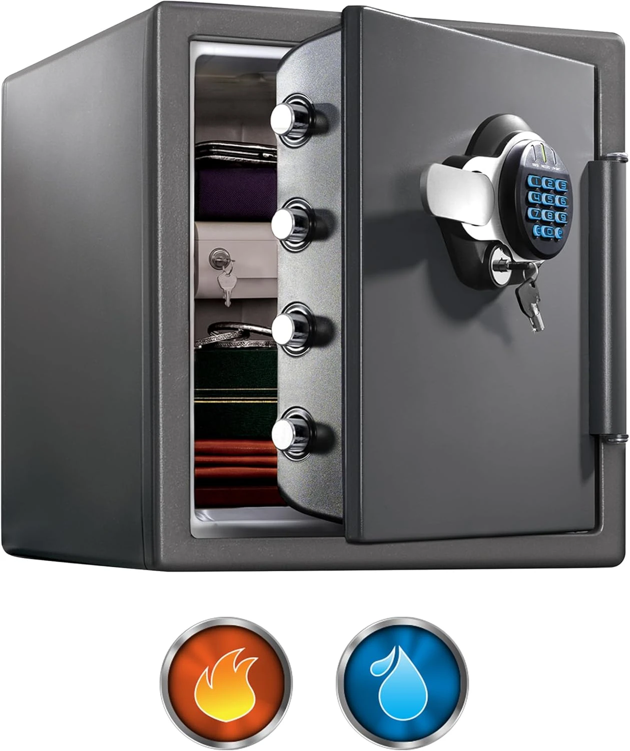 

Waterproof and Fireproof Alloy Steel Digital Safe Box for Home with Code Button Keypad, 1.23 Cubic Feet