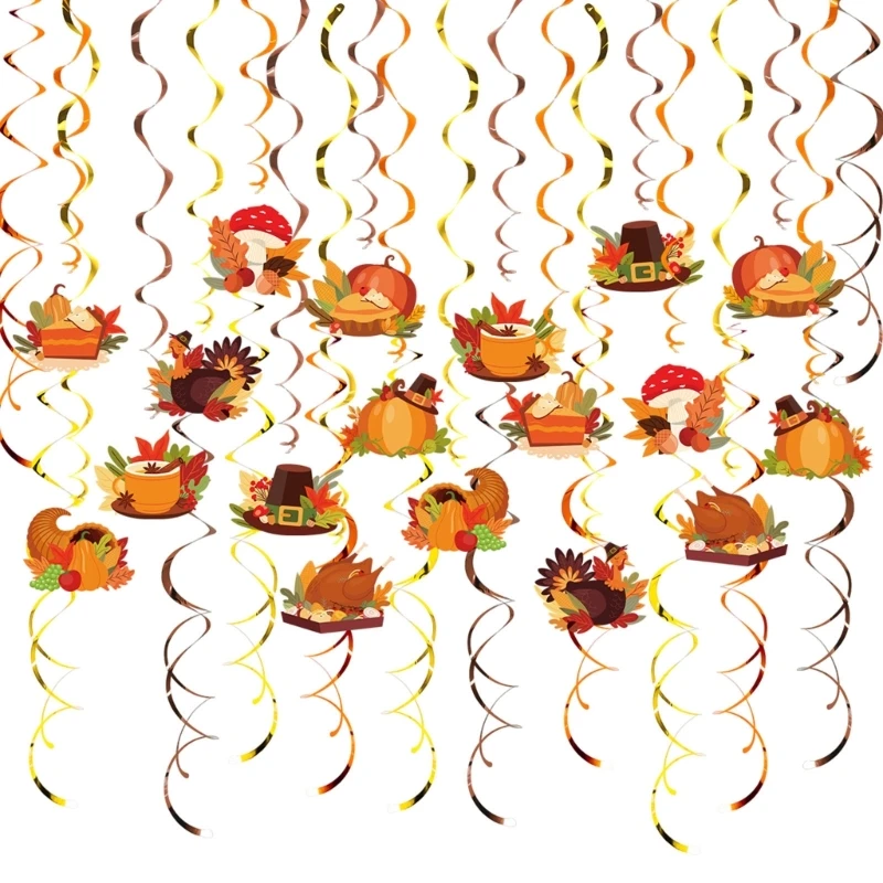 

Elegant Thanksgiving Spirals Hanging Set Multicolored Indoor Outdoor Decorations