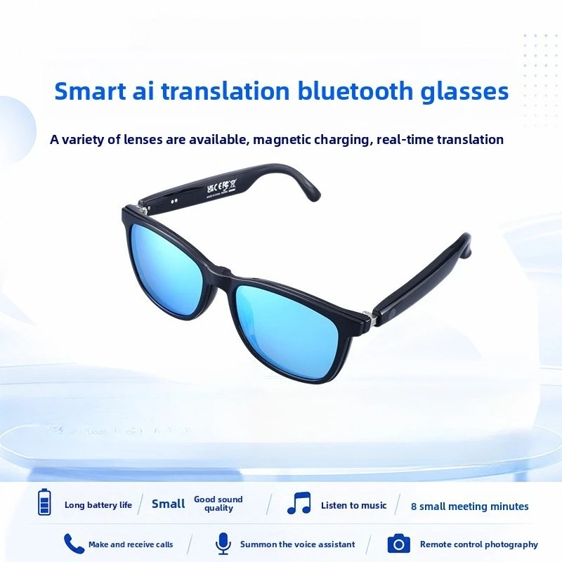 Hot Selling Smart Glasses Anti-Shake Blue Light Lens Bluetooth ColorChanging AI Translation Recording Remote Video for Business