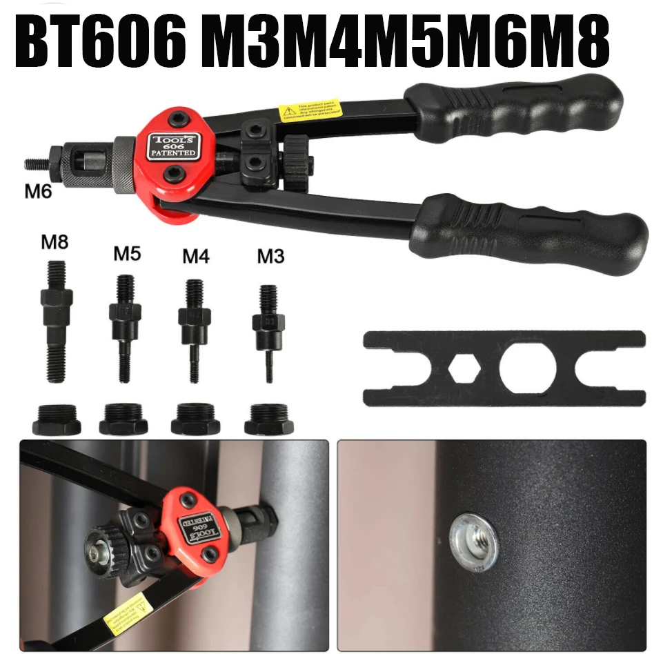 BT-606 Manual Riveter Alat Nut untuk M3-M8 Tangan Blind Rivet Gun Rivet Nut Tarik Cap Auto Set Rivet Nut Kepala