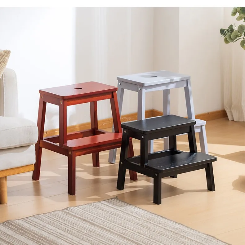 Solid wood small bench, anti-slip washing bench, double-layer shoe changing stool,  pedal stool