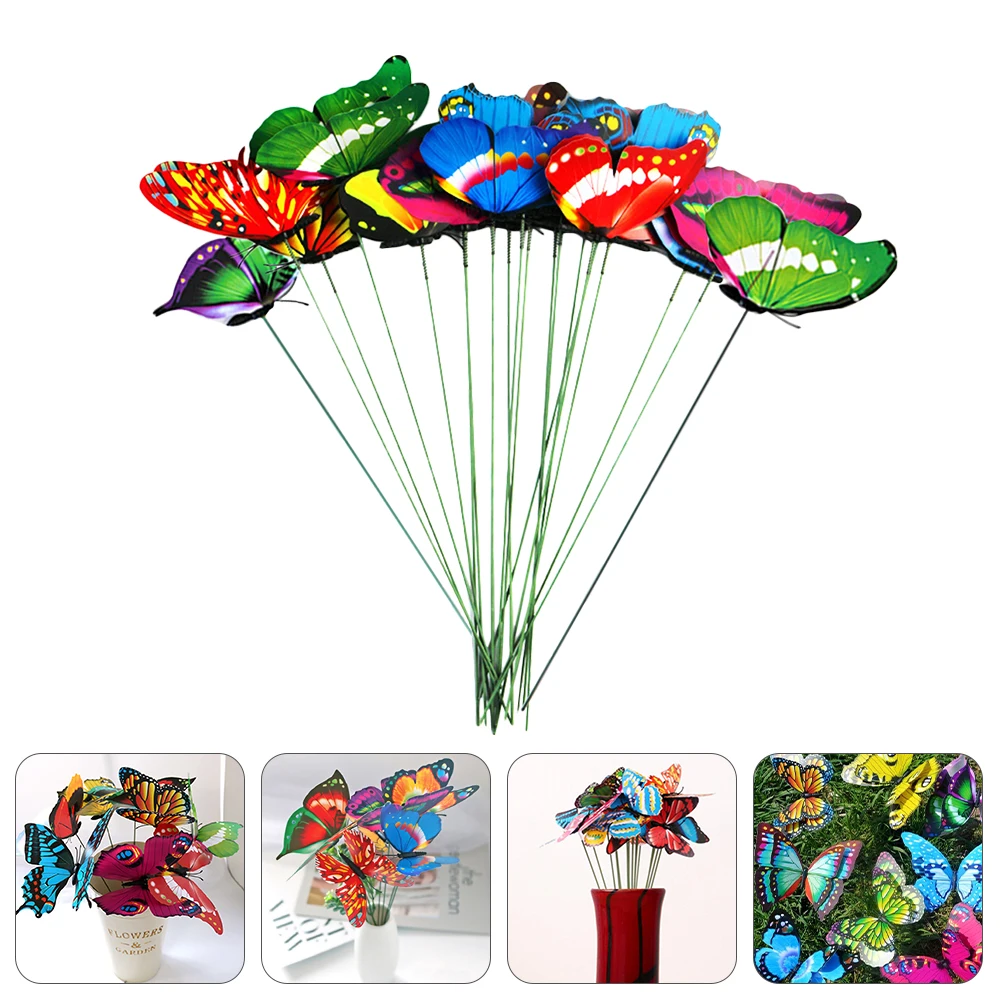 

50 Pcs 7CM Single Layer Butterfly Yard Adornment Home Decoration Stakes nament Lightweight Durable