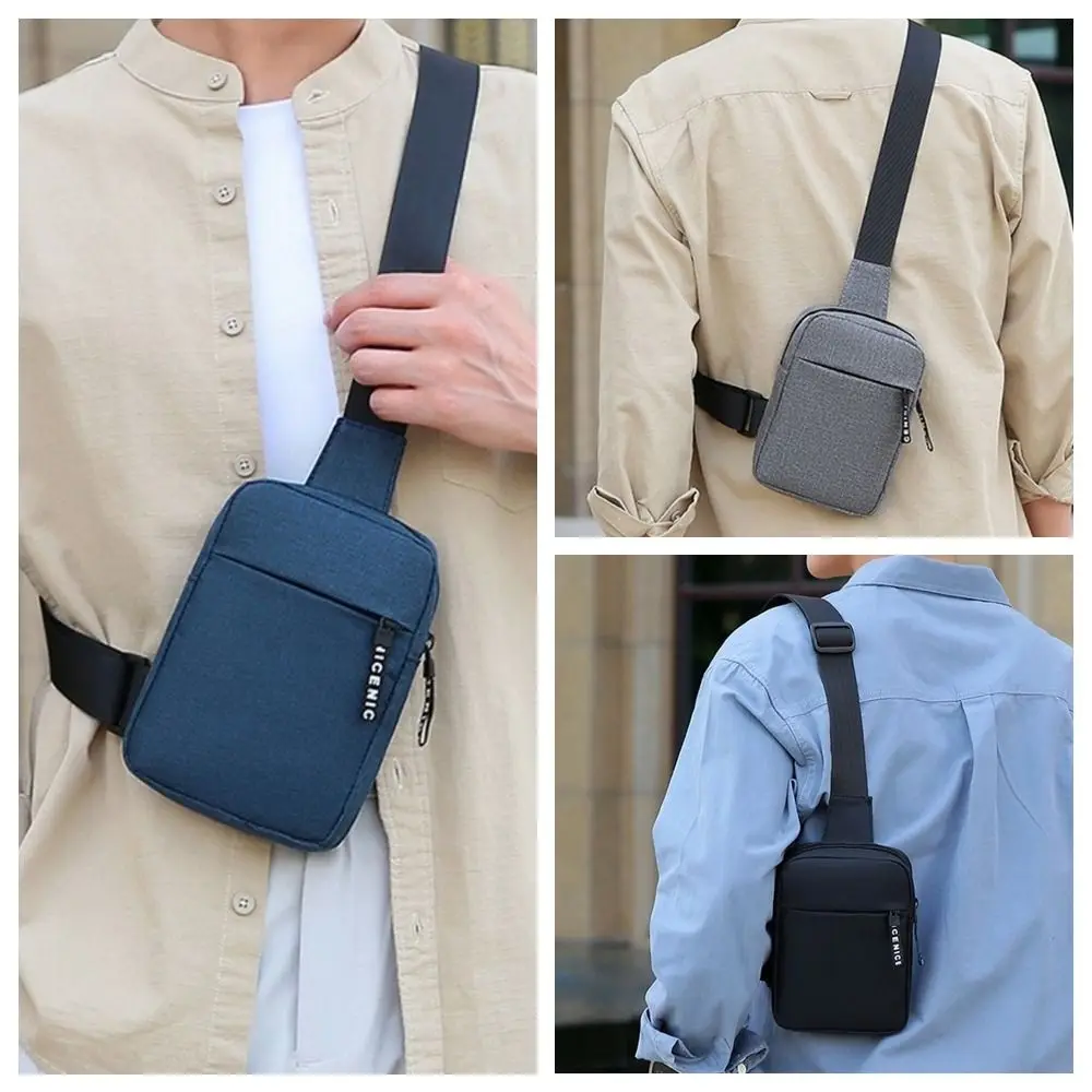 

Oxford Men's Chest Bag Solid Color Multifunctional Shoulder Crossbody Bag Korean Style Adjustable Shoulder Sports Waist Bag