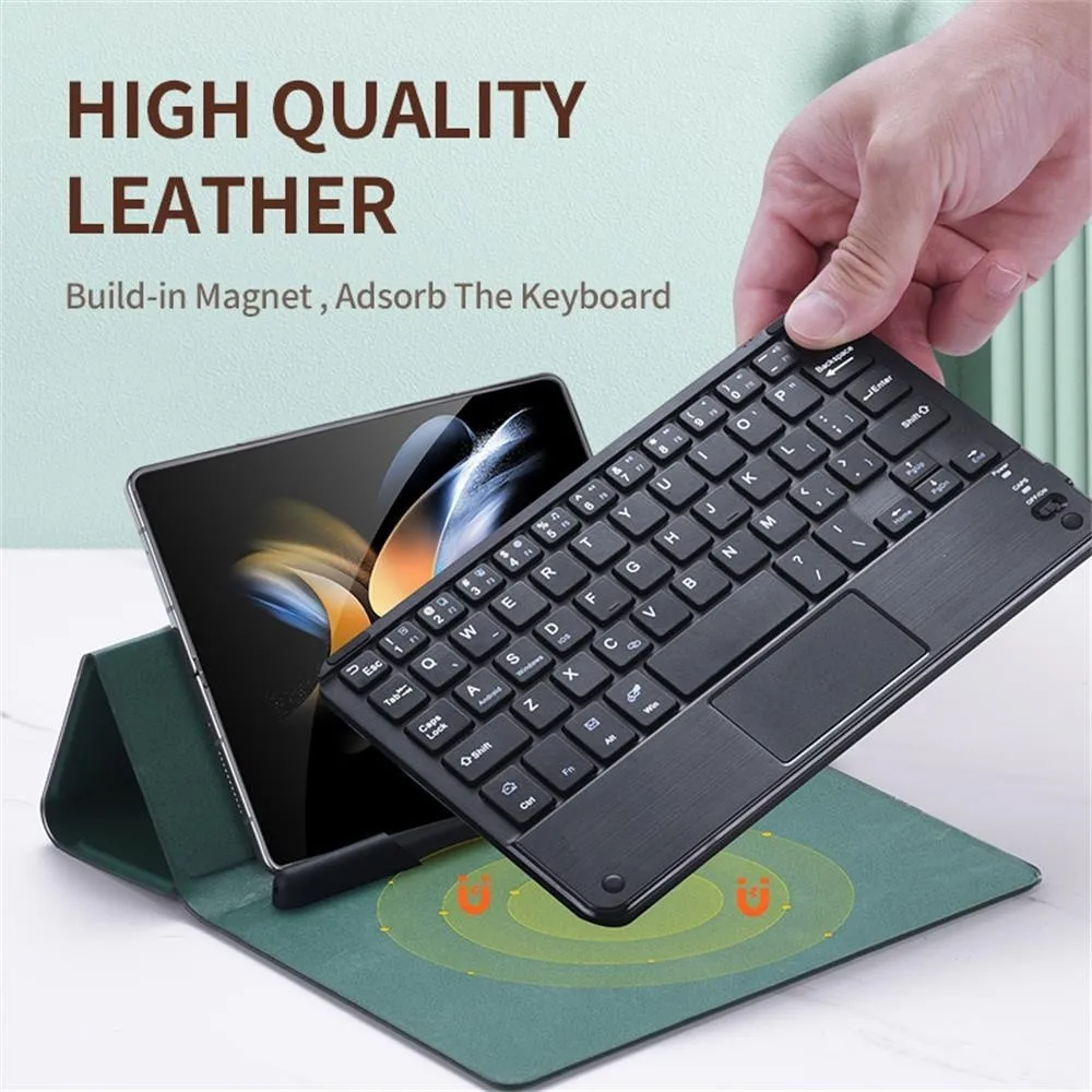 Imagem -03 - Capa de Teclado Touchpad para Samsung Galaxy z Suporte Ajustável Bluetooth Capa de Couro com Lápis Stylus z Fold z Fold 3