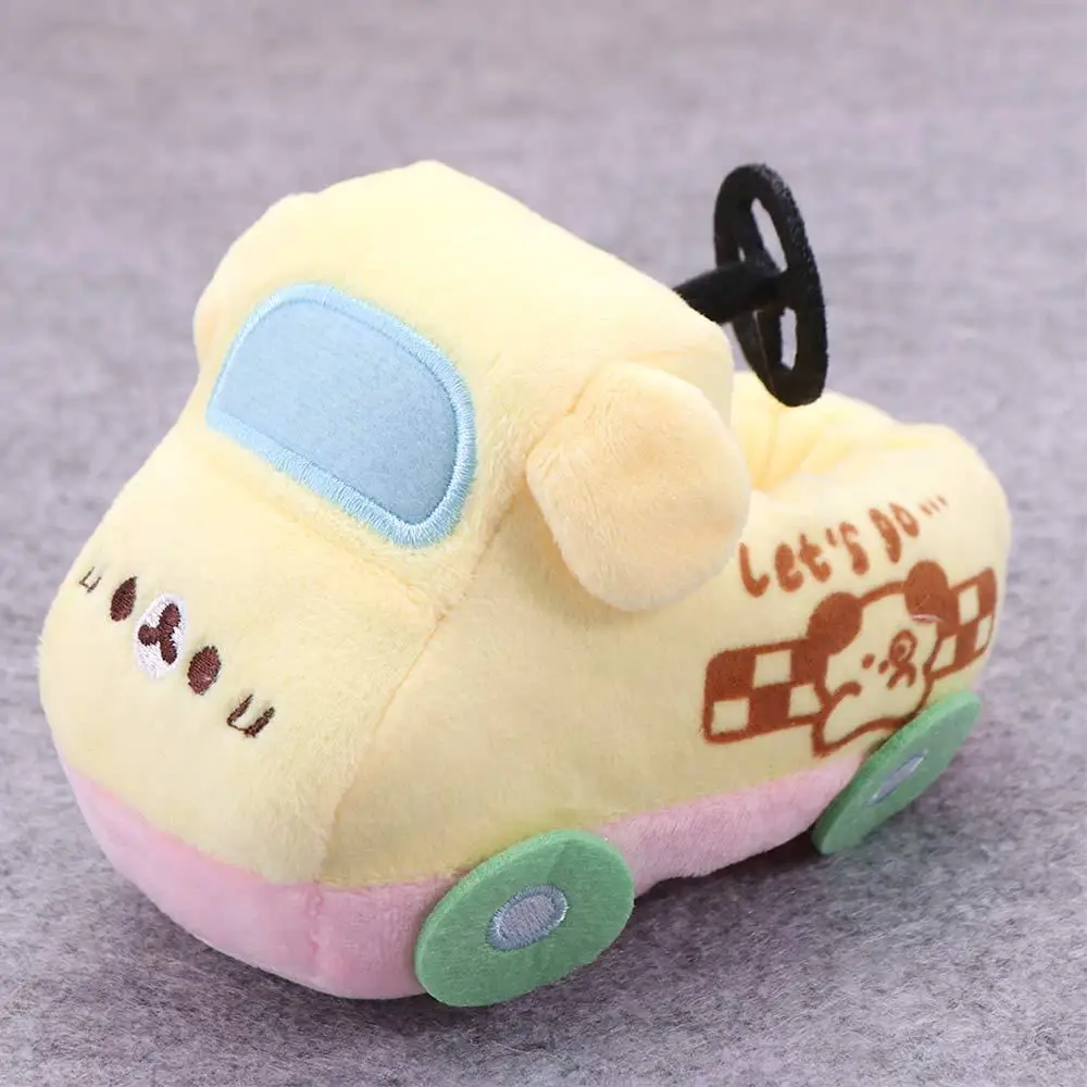 Dulce Taxi muñeca de algodón coche de juguete perro amarillo muñeco de peluche esponjoso asiento de coche PP algodón coche de dibujos animados accesorios de muñeca de juguete de peluche