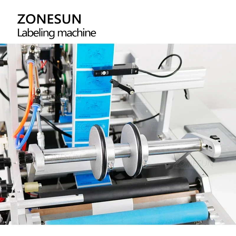 ZONESUN ZS-TB190 Automatic Double Side Labeling Machine Round Bottle Glass Plastic Tin Can Label Applicator Labeler 15-35pcs/min