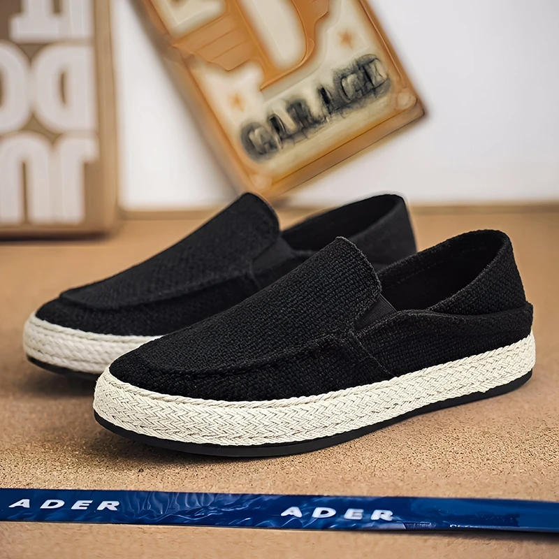 

Летние повседневные лоферы для мужчин, дышащие городские туфли без шнурков, классические льняные кеды, легкие мужские слипоны, недорогие.