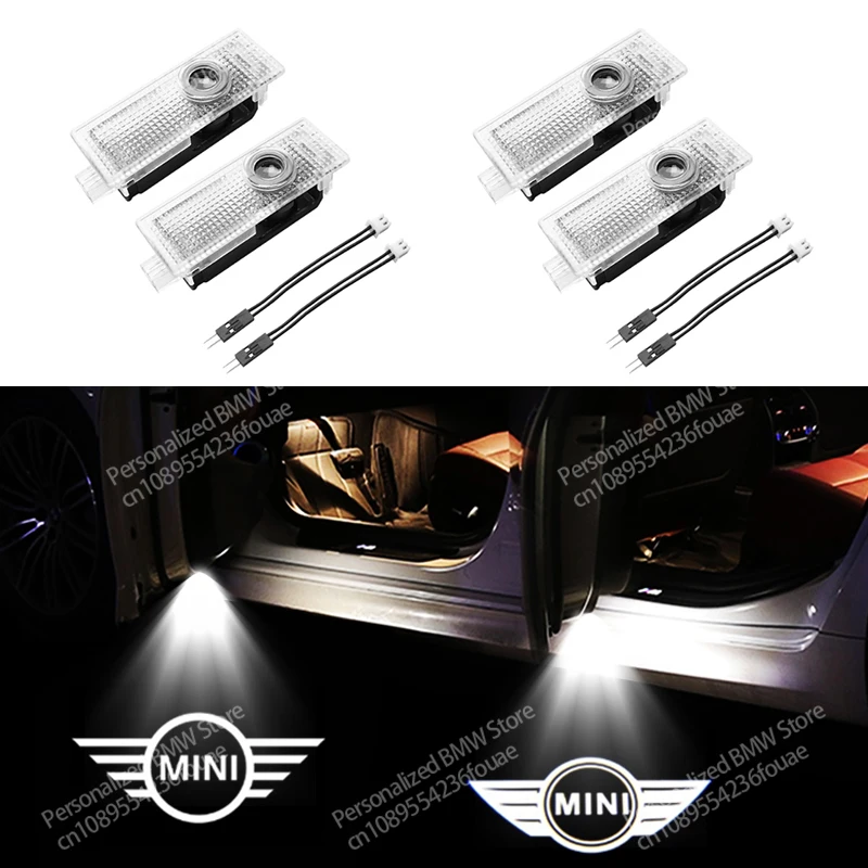 2/4Pcs LED Door Projector Welcome Light Auto Accessories For BMW Mini Cooper R55 R56 R50 R53 R60 F55 F56 Styling Decoration