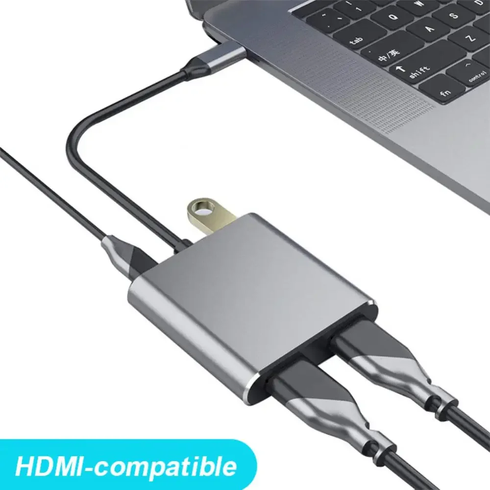

4 In 1 USB Type C Hub To Dual Monitor Laptop Docking Station 2 hdtv-compatible PD USB MST Adapter