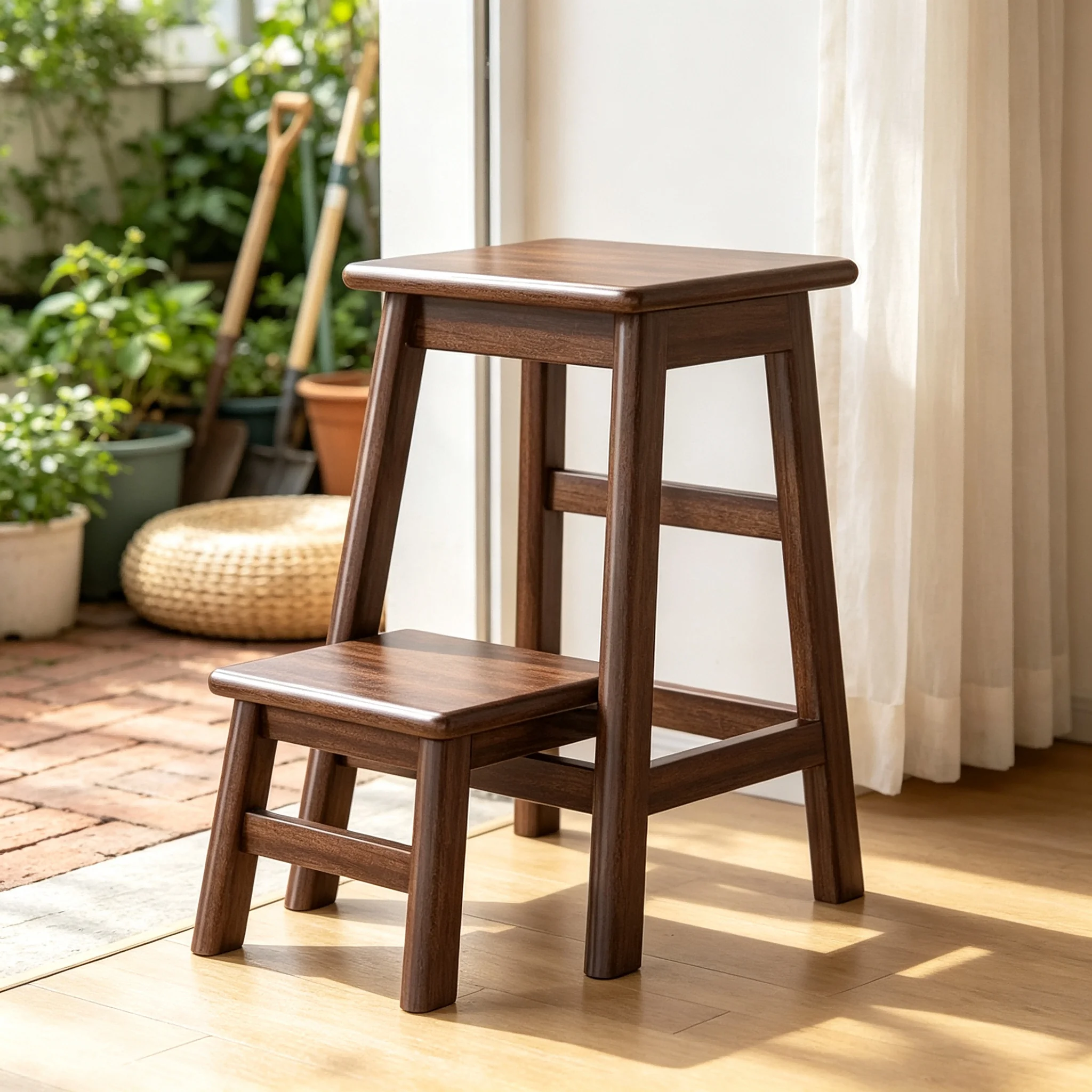 AOLIVIYA Solid Wood Dual Purpose Bench Folding Step Stool Kitchen Ladder Walking Stairs Chair