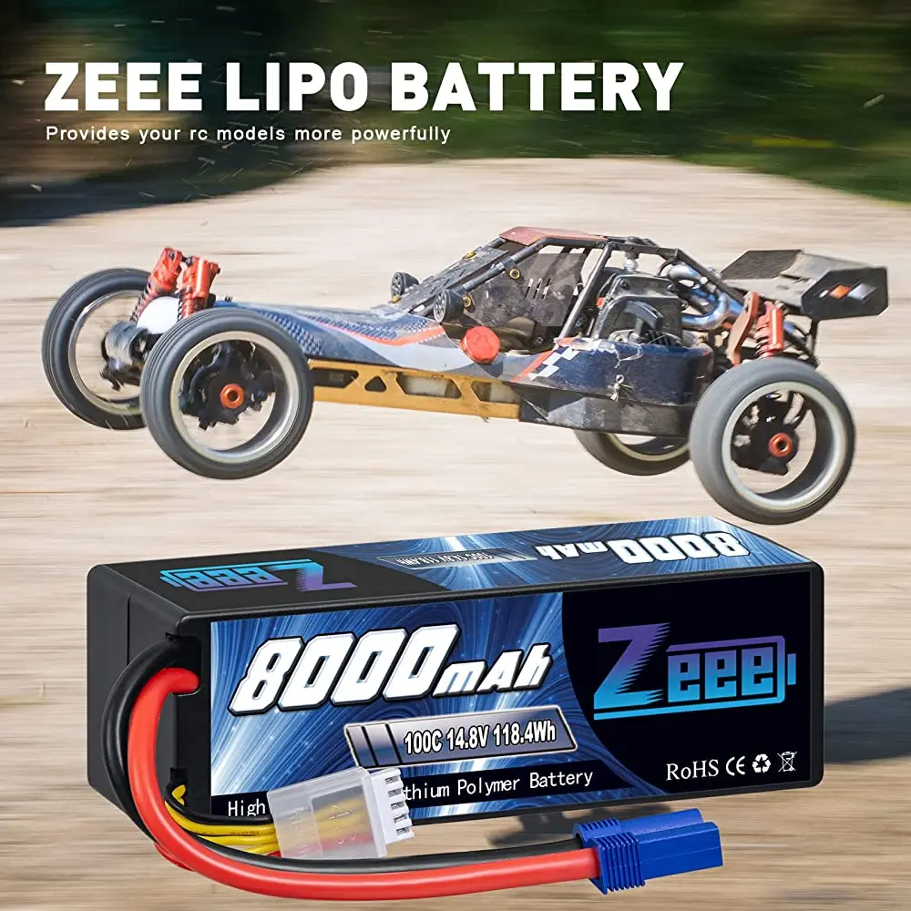 1/2pcs Zeee 4S 8000mAh Lipo Battery 14.8V 100C with EC5 Plug Hardcase RC Battery for Car Truck Tank RC Buggy Racing Hobby Part