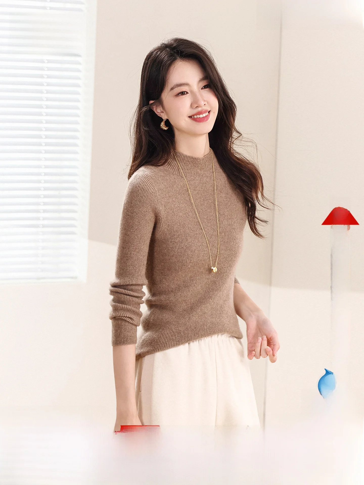 

Женский свитер Snow Flng 00 Camere, осенне-зимний, с высоким воротником, комфортный, мягкий, однотонный, для повседневной носки