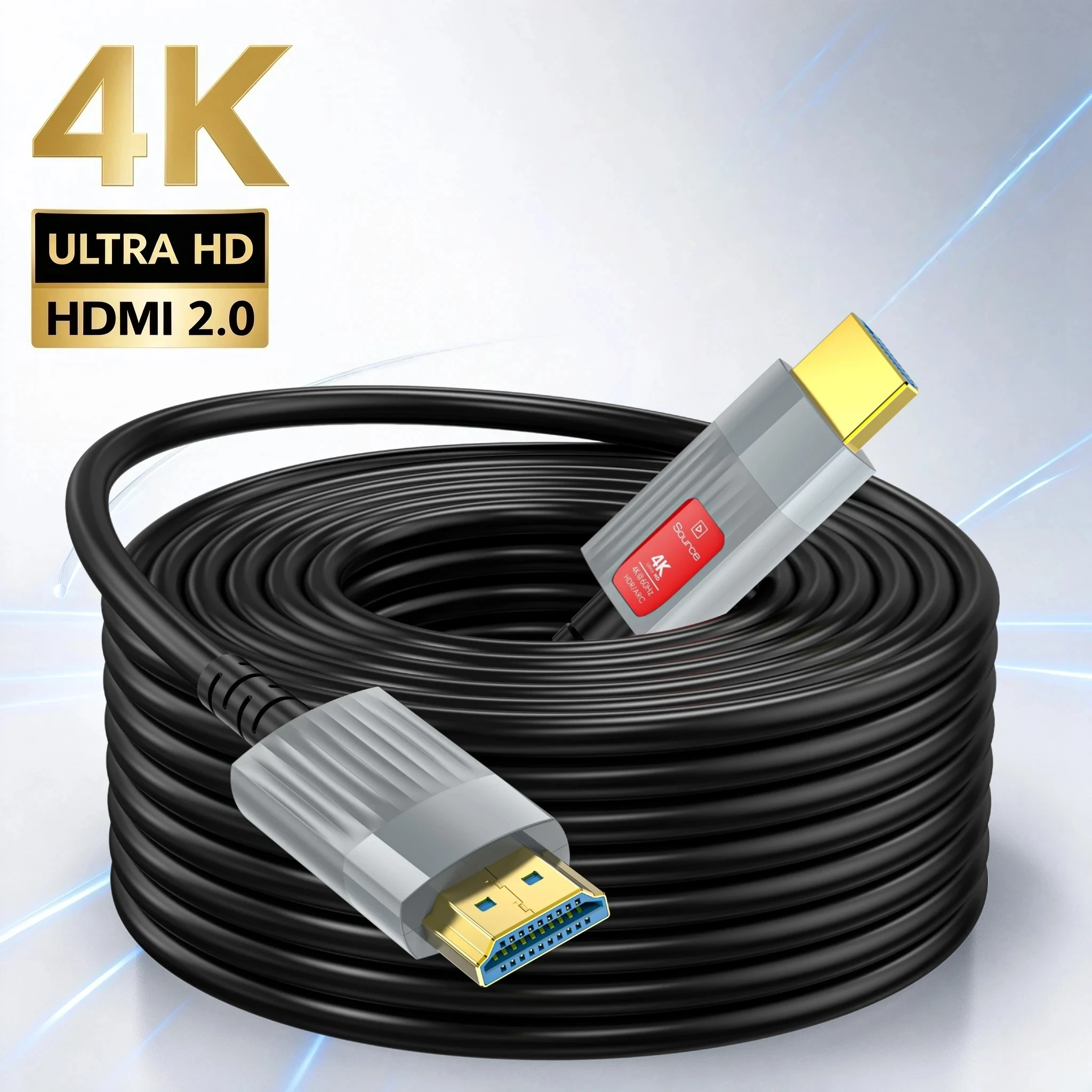 4K HDMI 2.0 Fiber Optic Cable 18Gbps 4K@60Hz HDR ARC HDCP2.2 Long Distance Ultra HD Video Wire for TV Projector PC Game Console