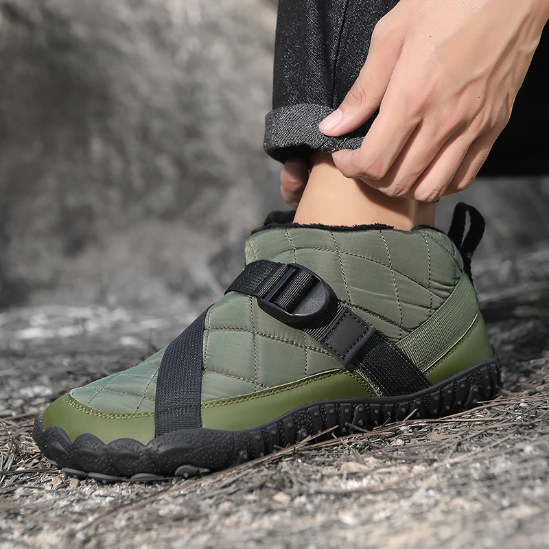New Winter Booties Men Snow BareFoot Casual Shoes Outdoor Waterproof Work Shoes Warm Fur Men Ankle Shoes Snow Boots Plus Size