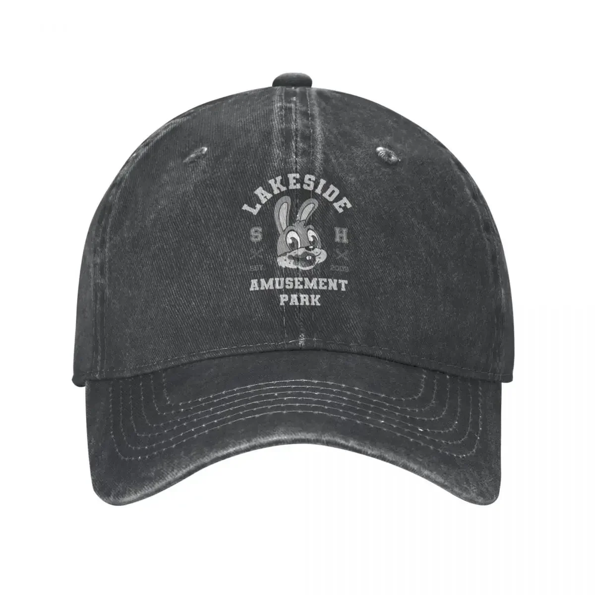 Lakeside Amusement Park Varsity Baseball Cap Distressed Washed Headwear Silent Hill Robbie the Rabbit Outdoor Travel Gift Caps