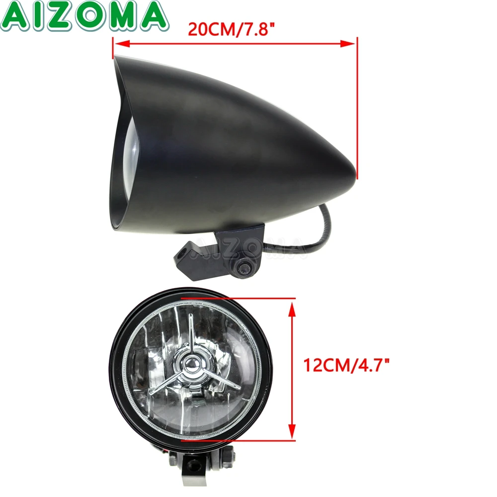 Motorcycle Tri-Bar Headlight H4 Visor Headlamp For Harley Chopper Bobber Cruiser Yamaha Dragstar Vstar Kawasaki Vulcan Classic