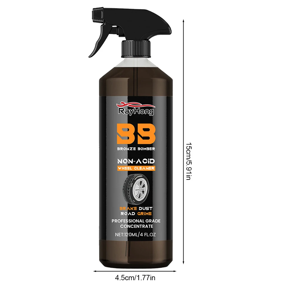 Wheel Rim Cleaner 120ml Powerful Rim Brake Buster Spray Car Detailing Brake Dust Remover for Cleaning Wheels and Tires