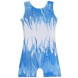 Leotard for Girls Gymnastics with Shorts Flame Tumbling Outfits for Kids Dance Acrobatics Unitard Biketards