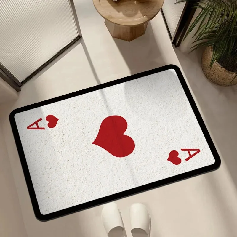 VIKAMA Ace of Spades Playing Card Doormat Creative Trendy Bedroom Decor Rug Soft Non Slip Entryway Mat Washable Home Decor