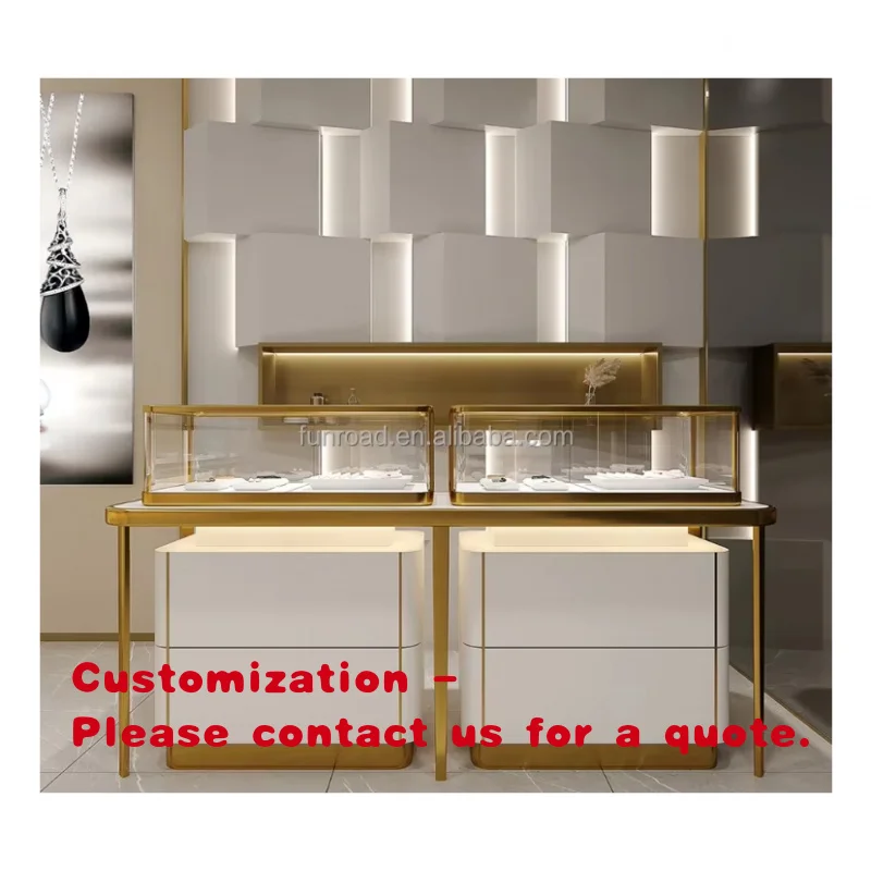 

custom.Luxury Watches Jewellery Shop Stainless Steel Glass Display Cabinet Showcase Jewelry Display Jewellery Counter