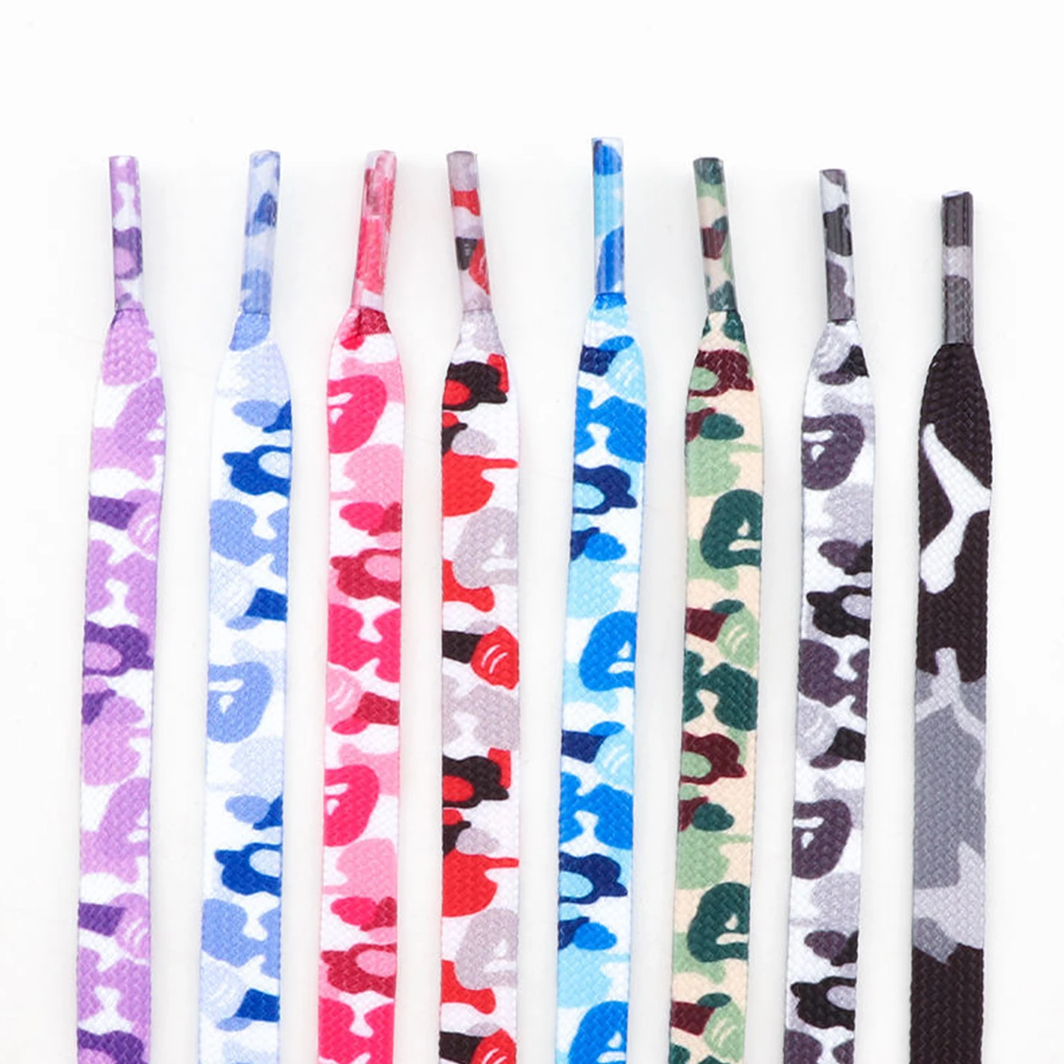 

1 Pair Flat Shoelaces For Sneakers Colorful Shoe Laces Camouflage Print Men And Women Leisure Shoes Lace Shoestring