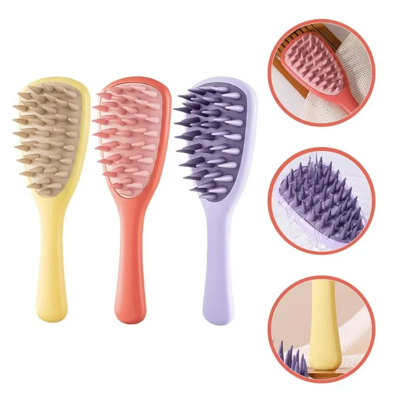 3 Colors New Long Handle Shampoo Brush Silicone Scalp Care Scalp Massage Brush Multifunctional Itching Relief Shampoo Comb