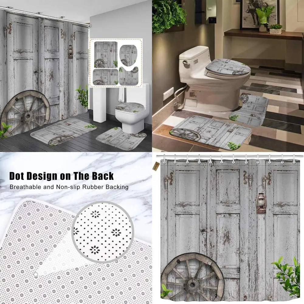 

Винтажный комплект занавесок для душа с колесами универса, деревенский стиль фермерского дома, белый потертый шик, декор для ванной комнаты