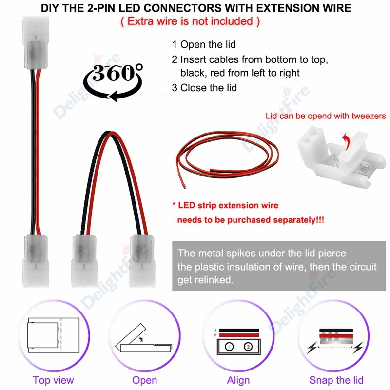 I/L Shape 2 Pin Strip Connector 3/4Pin 8/10mm Angle Adjustable Connectors For 3528 5050 RGB LED Strip Lights 90 Degree Corner