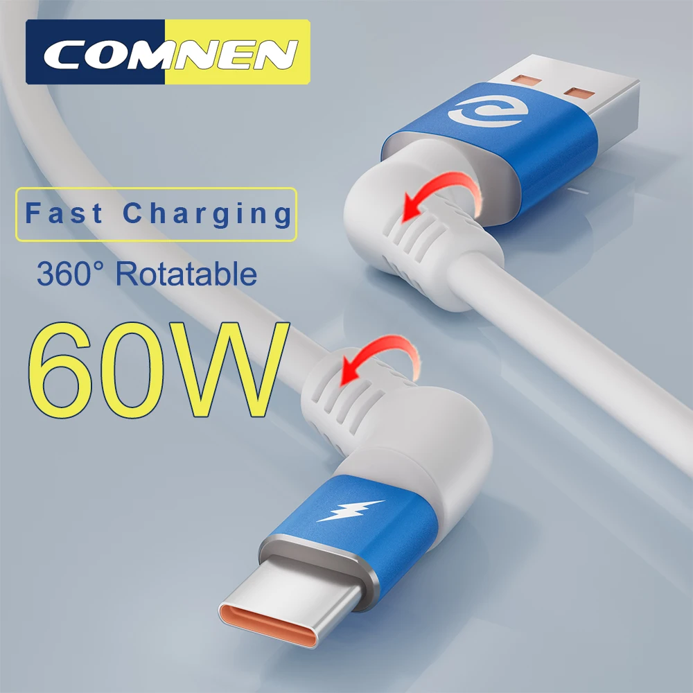 COMNEN  USB A to Type C Charging Cable Type C to Type c PD 60W QC 3.0 fast charging cable Iphone Android Huawei Samsung gamepad