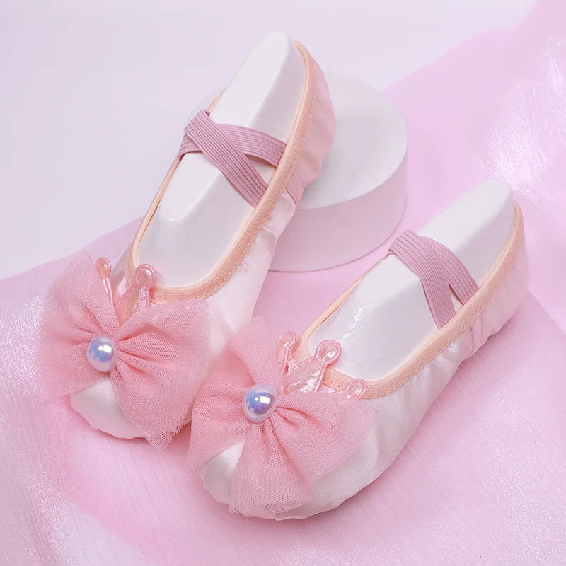 

Crown Bow Shoes for Women Ballet Flats Girl Ballet Shoes Children's Ballet Sneaker Adult Standard Woman Dance Shoes Pink Blue