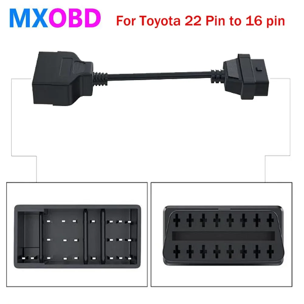 

For Toyota 22Pin 17Pin to OBDII 16Pin Female Connector Adapter Cable DLC OBD Fits For Toyota 22 Pin 17 Pin Female to OBD2 16 Pin