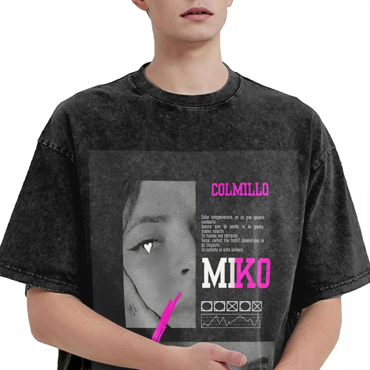 Young Miko Fang Colmillo Washed T Shirt Streetwear Hip Hop Cool T-Shirts Tees Tops Men Women Short Sleeve High Street Summer