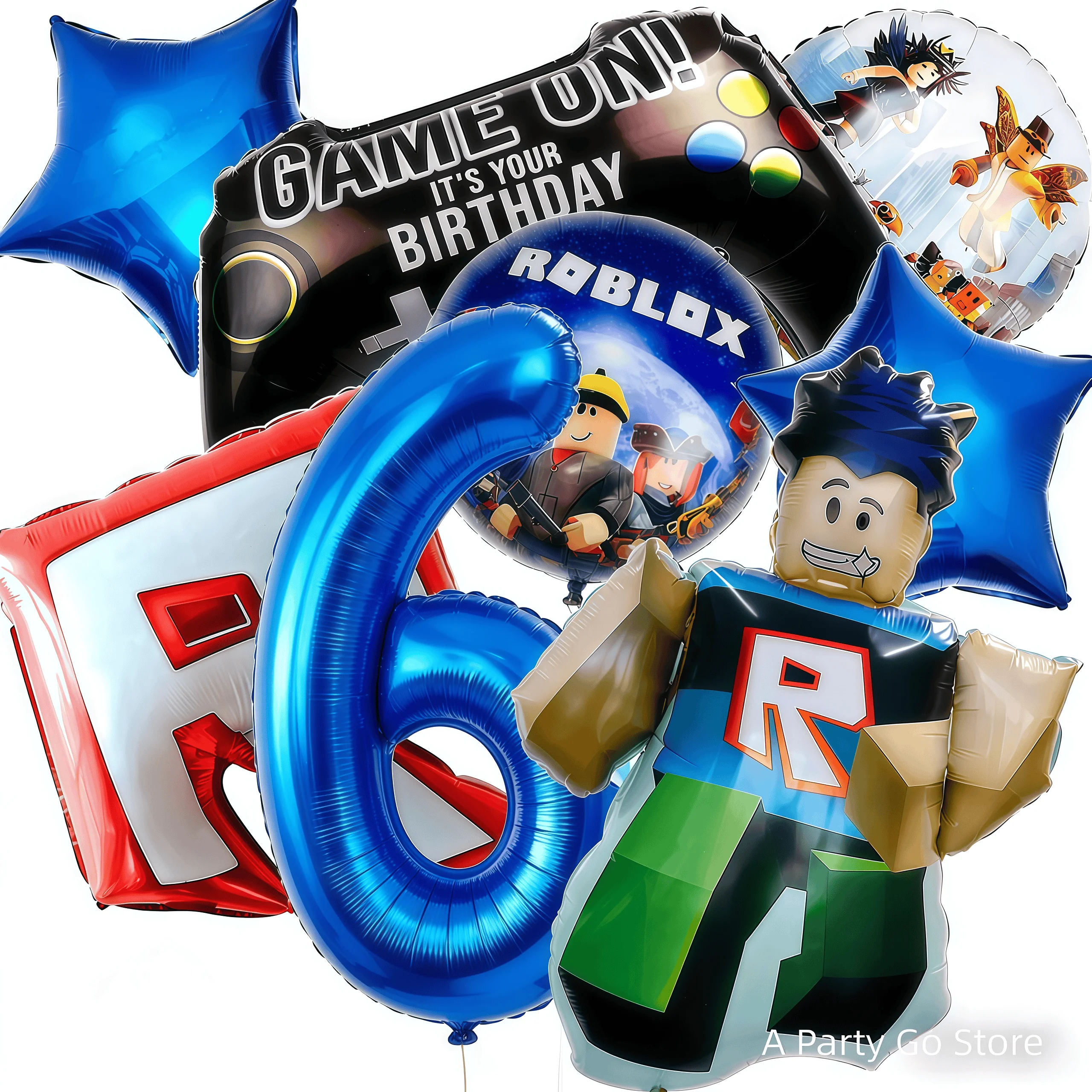 Roblox Ballonnen Cartoon Game Roblox Set Jongensballonnen Cartoon Dubbelzijdig gevormd Verjaardagsfeestje Decor Babyshower Nummer