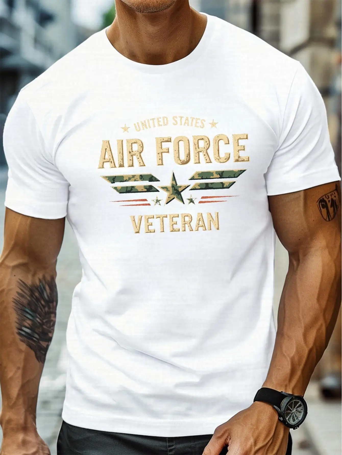 Veteran T-Shirt Men's Casual Short Sleeve T-Shirt - Summer Tee Designed for United States Air Force Veterans