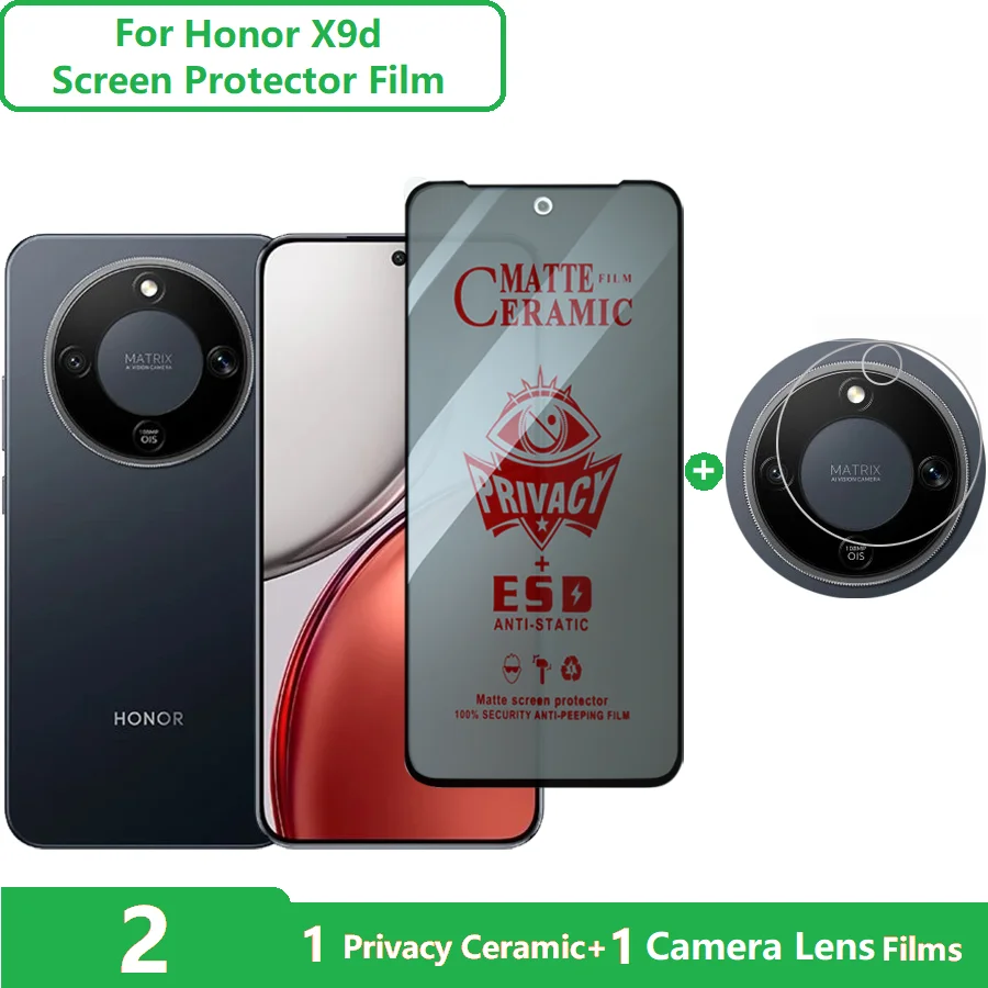 

2-in-1 For Honor X9d Screen Protector HONOR X9D Matte Privacy Films +Lens Film Soft Ceramic Film Anti Scratch Anti-fingerprint