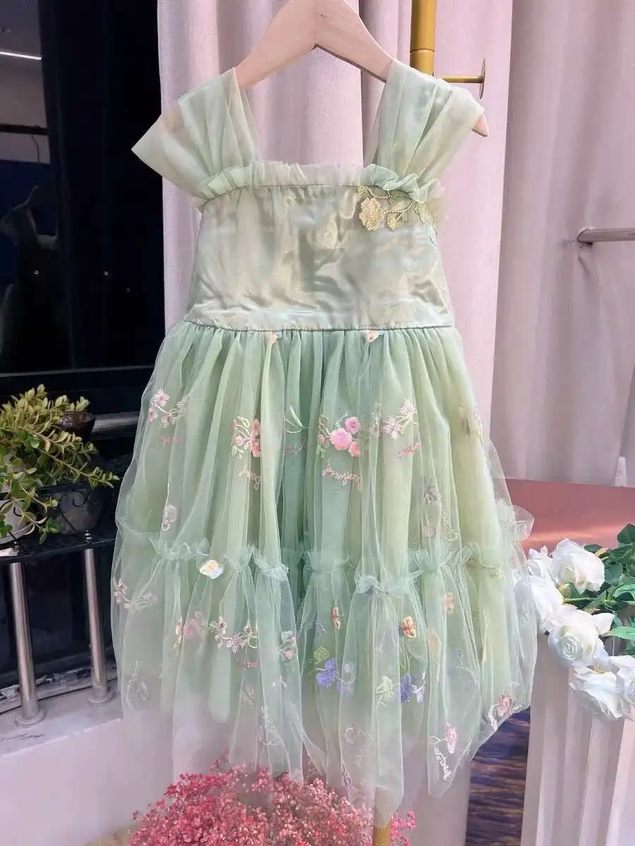 

Новое детское летнее праздничное платье с вышивкой для девочек, милое модное платье принцессы для детей от 3 до 9 лет