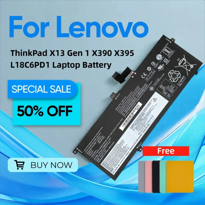 

For Lenovo ThinkPad X13 Gen 1 X390 X395 L18C6PD1 Laptop Battery Give Away A Mouse Pad