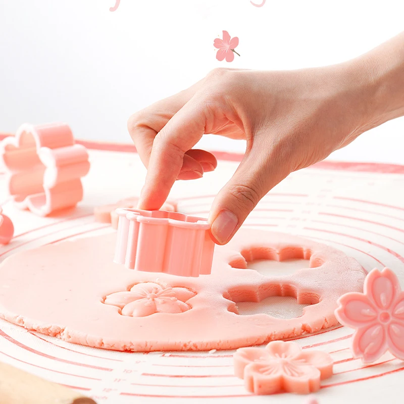 5pcs/set Sakura Flower Cookie Mold Stamp Biscuit Cutter Cherry Blossom DIY Fondant Cake Decor Floral Mould Kitchen Baking Tools