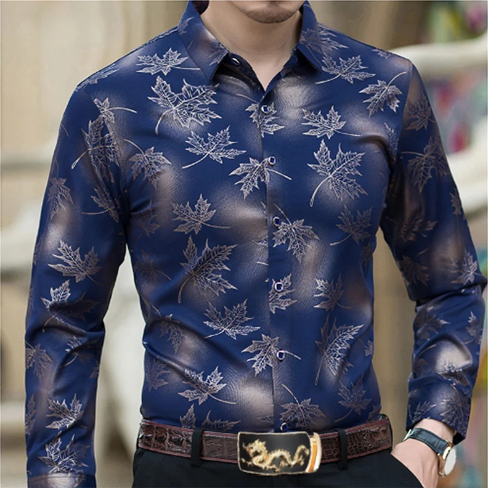 3d Maple Leaf Printed Floral Shirts Men Long-sleeved Shirt Y2k Lapel With Button Fashion Vintage Street Women Clothes Spring