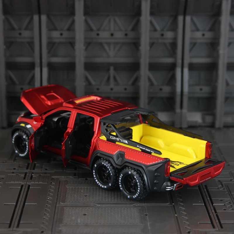 Simulación 1:28 Mercedes Benz Pickup aleación vehículo todoterreno modelo accesorios de coche puertas y tapas de motor maletero puede abrir