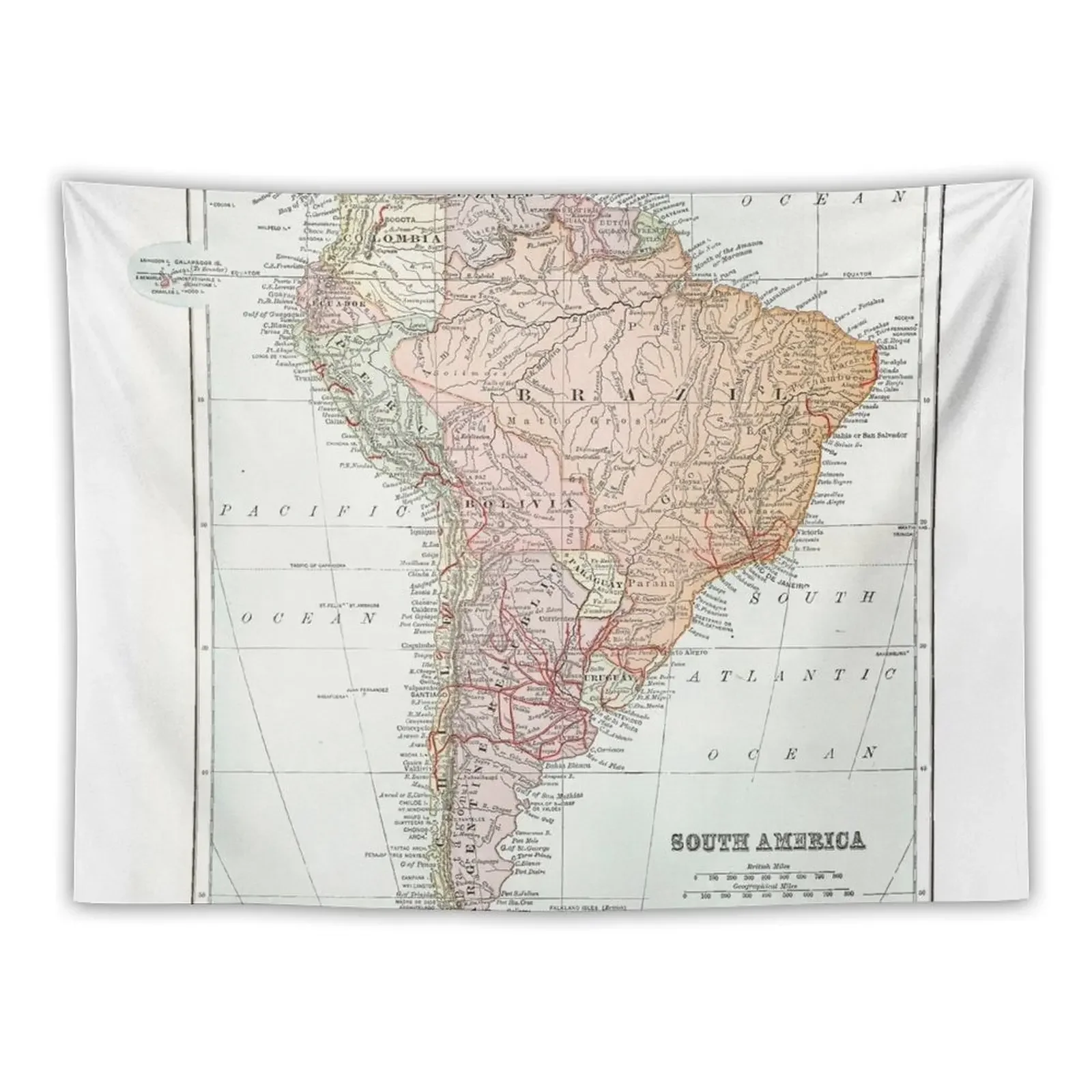 

Vintage Map of South America Tapestry Kawaii Room Decor Wall Carpet Aesthetic Room Decor Korean Tapestry