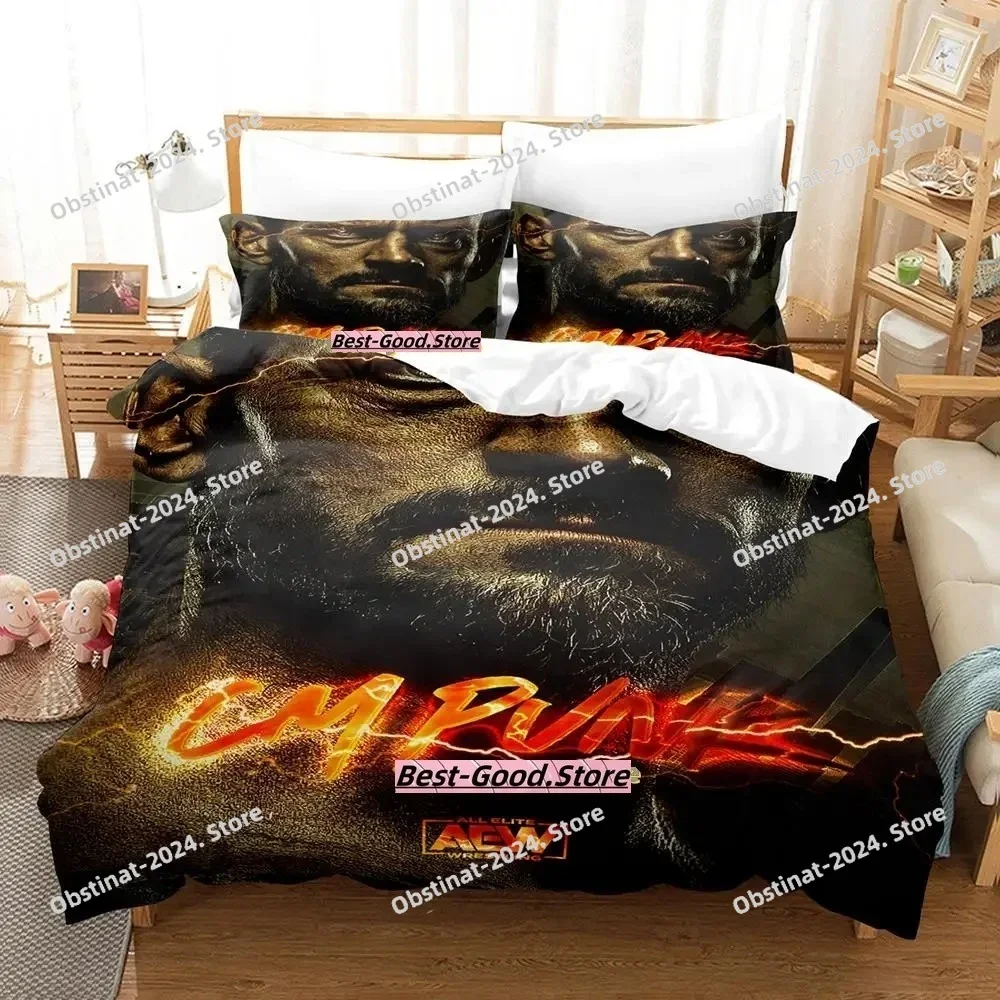 

2023 Cm Punk Aew The Best In The World Bedding Set Print With Pillowcase Duvet Cover Soft Single Double Queen Super King Size