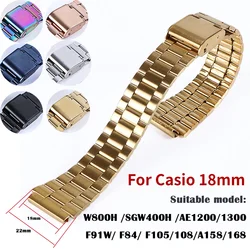 Correa de reloj de Metal Vintage, pulsera de acero para Casio SGW400, F91W, F84, F105, F108, A158, A168, AE1200, AE1300, bloque plateado y dorado