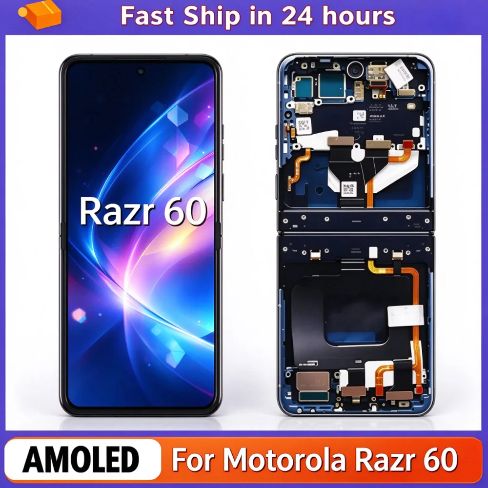 6.9'' AMOLED For Motorola Razr 60 Main Screen Foldable LCD Display Assembly LCD Replacement Parts For Motorola Razr 2025